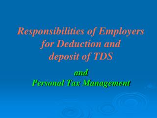 and Personal Tax Management
