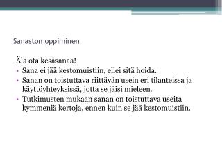 Sanaston oppiminen