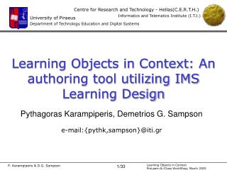 Learning Objects in Context : An authoring tool utilizing IMS Learning Design