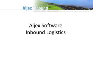 Aljex Software Inbound Logistics