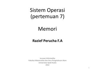 Razief Perucha F.A Jurusan Informatika Fakultas Matematika dan Ilmu Pengetahuan Alam