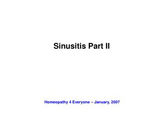 Sinusitis Part II