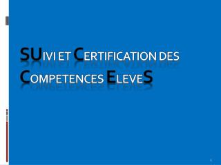 SU IVI ET C ERTIFICATION DES C OMPETENCES E LEVE S