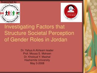 Investigating Factors that Structure Societal Perception of Gender Roles in Jordan
