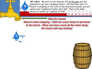 Click the Faucet When it starts dripping – Click the water drops to put them