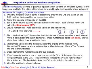 Procedure for Graphing Quadratic Inequalities