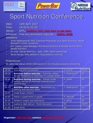 Sport Nutrition Conference