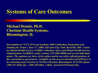 Systems of Care Outcomes