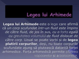 Legea lui Arhimede