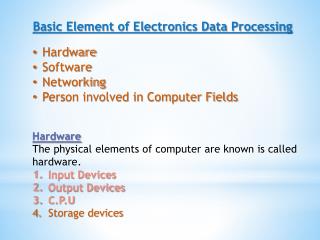 Basic Element of Electronics Data Processing