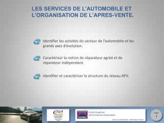 LES SERVICES DE L’AUTOMOBILE ET L’ORGANISATION DE L’APRES-VENTE.