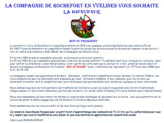 La Compagnie de Rochefort en Yvelines vous souhaite la bienvenue