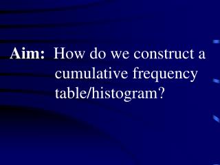 Aim: How do we construct a cumulative frequency table/histogram?