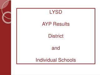 LYSD AYP Results District and Individual Schools