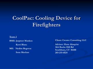CoolPac: Cooling Device for Firefighters