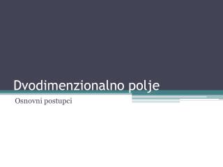 Dvodimenzionalno polje