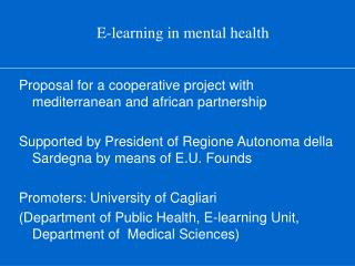 E-learning in mental health