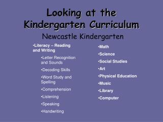 Looking at the Kindergarten Curriculum