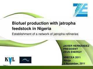 Biofuel production with jatropha feedstock in Nigeria
