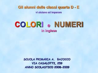 C O L O R I e NUMERI in inglese