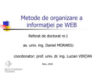 Metode de organizare a informaţiei pe WEB