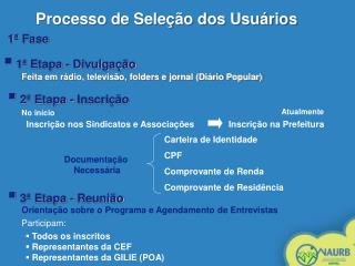 Processo de Seleção dos Usuários