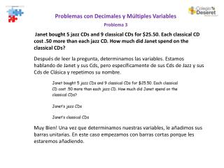 Problemas con Decimales y Múltiples Variables Problema 3