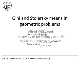 Gini and Stolarsky means in geometric problems