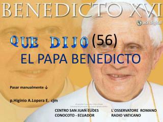 (56) EL PAPA BENEDICTO