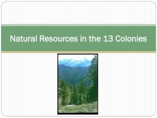 Natural Resources in the 13 Colonies