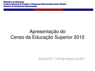 Apresentação do Censo da Educação Superior 2010