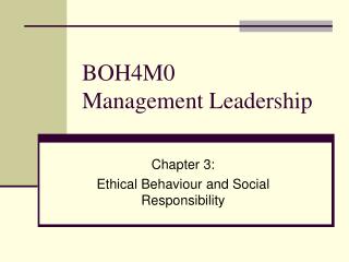 BOH4M0 Management Leadership