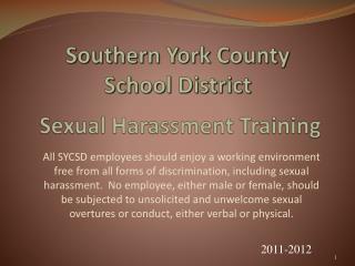 Southern York County School District Sexual Harassment Training