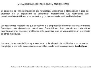 METABOLISMO, CATABOLISMO y ANABOLISMO