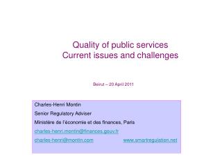 Quality of public services Current issues and challenges