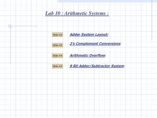 Lab 10 : Arithmetic Systems :