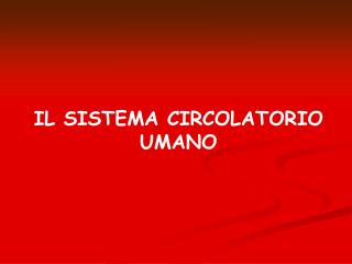 IL SISTEMA CIRCOLATORIO UMANO