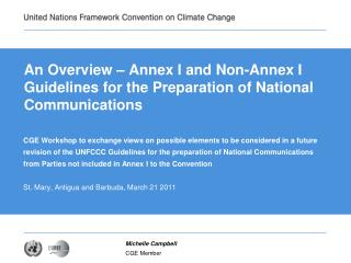An Overview – Annex I and Non-Annex I Guidelines for the Preparation of National Communications