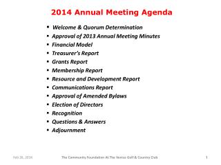 2014 Annual Meeting Agenda