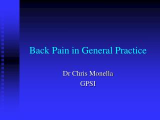 Back Pain in General Practice