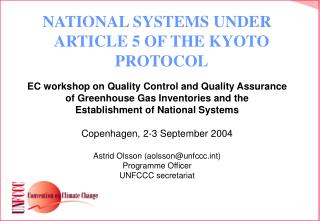 NATIONAL SYSTEMS UNDER ARTICLE 5 OF THE KYOTO PROTOCOL