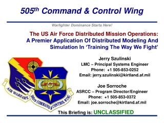 Jerry Szulinski LMC – Principal Systems Engineer Phone: +1 505-853-0252