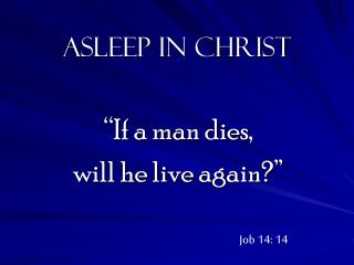 Asleep in Christ