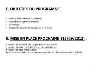 C. OBJECTIFS DU PROGRAMME