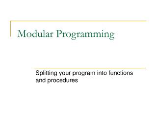 Modular Programming