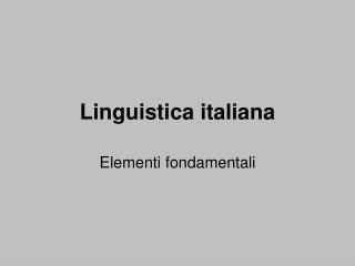 Linguistica italiana