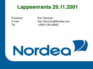 Lappeenranta 29.11.2001