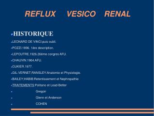 REFLUX VESICO RENAL