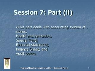 Session 7: Part (ii)