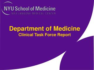 Department of Medicine Clinical Task Force Report